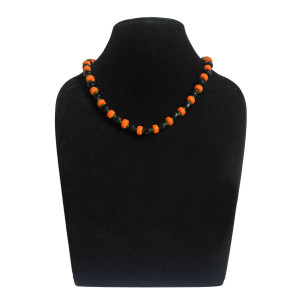 Orange Crystal Green Black Beaded Necklace - Ethnic Inspiration